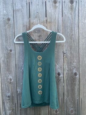 Women's Celadon Green Tank Top—Crisscrossed Straps